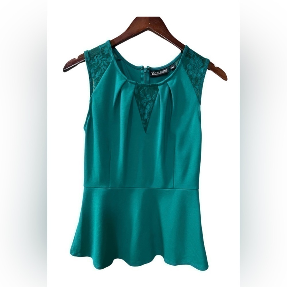 7th Ave New York & Co Vintage Style Sleeveless Teal  Green Top Size S NWOT